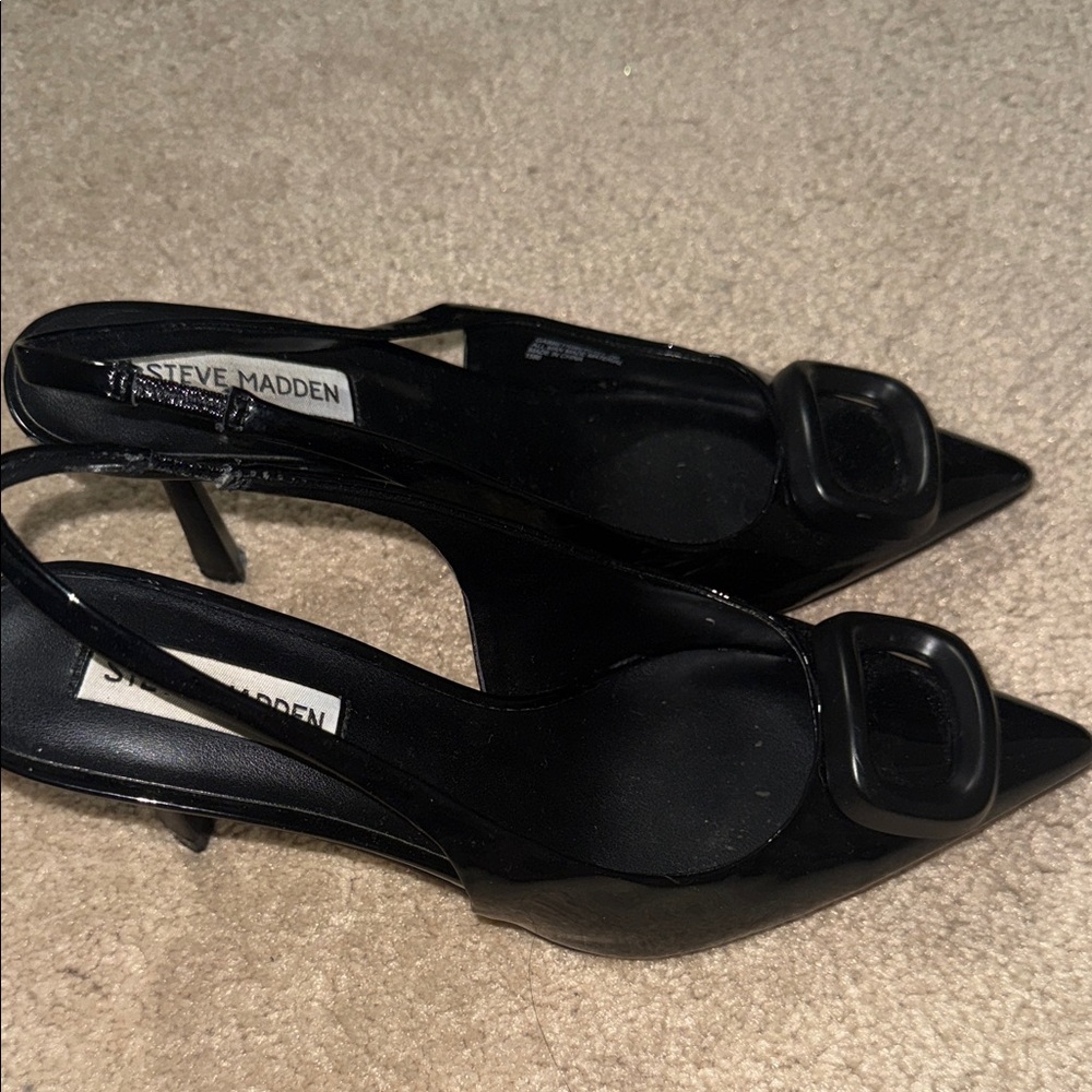 Steve Madden Glossy Black Slingback Heels